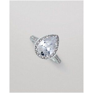 Avon Studio 1886 Clear Teardrop CZ Halo Cocktail Ring-Size 7-New In Box